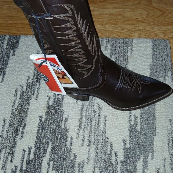 JUSTIN VINTAGE 80'S NWT DARK BROWN LEATHER WESTERN COWBOY BOOTS SIZE 7B B9648 - Picture 16 of 16